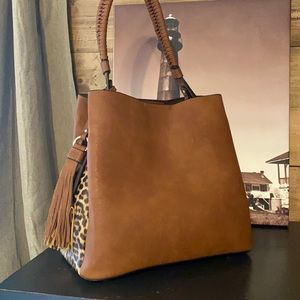 Tan & Leopard Hobo Purse